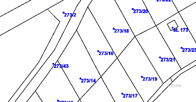 Parcela st. 273/16 v KÚ Evaň, Katastrální mapa