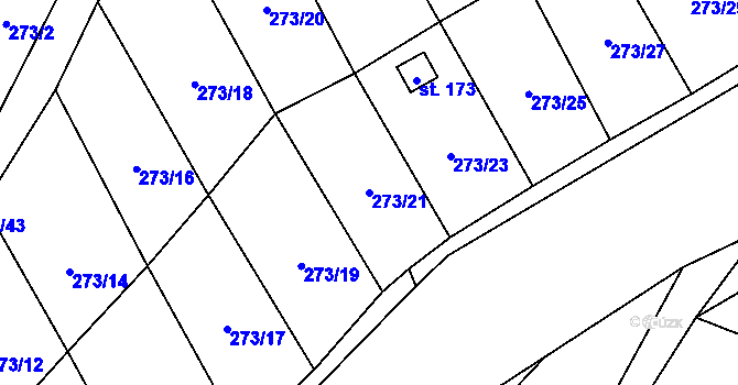 Parcela st. 273/21 v KÚ Evaň, Katastrální mapa