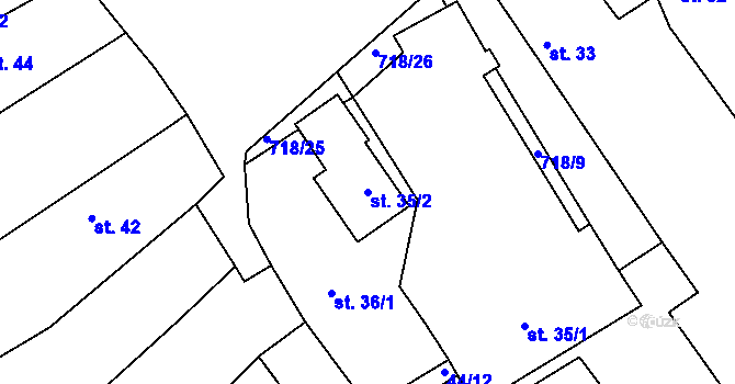Parcela st. 35/2 v KÚ Evaň, Katastrální mapa