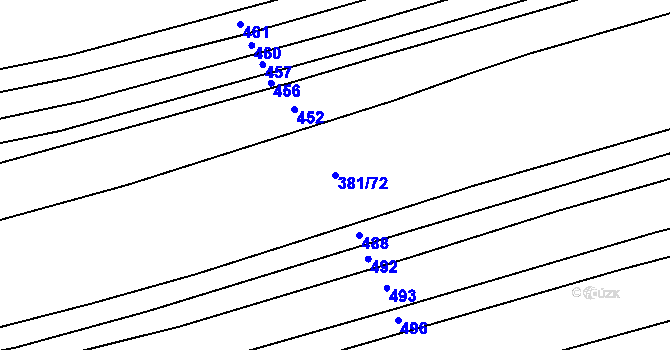 Parcela st. 381/72 v KÚ Evaň, Katastrální mapa