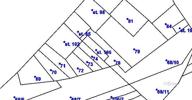 Parcela st. 195 v KÚ Evaň, Katastrální mapa