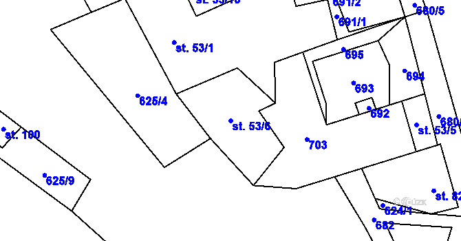 Parcela st. 53/6 v KÚ Horka u Libochovic, Katastrální mapa