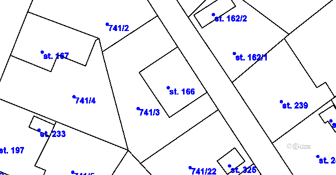 Parcela st. 166 v KÚ Felbabka, Katastrální mapa