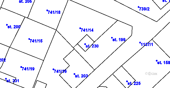 Parcela st. 230 v KÚ Felbabka, Katastrální mapa