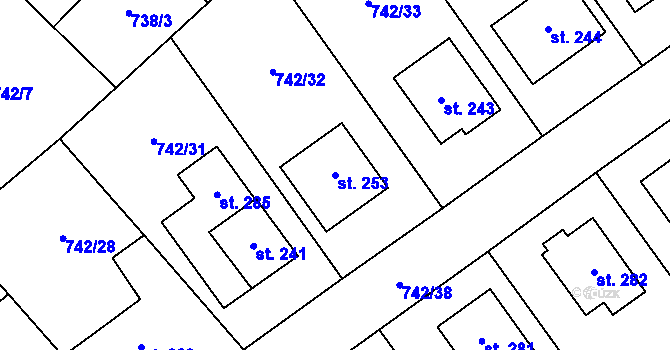 Parcela st. 253 v KÚ Felbabka, Katastrální mapa