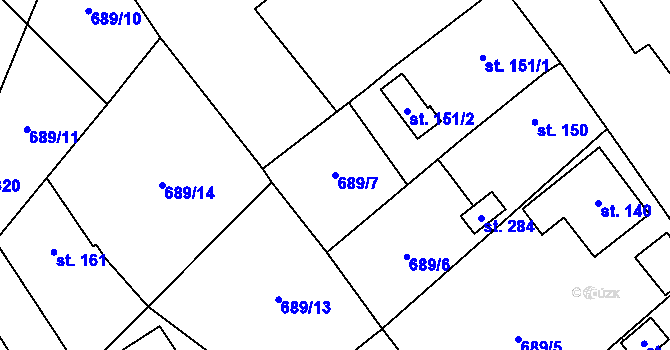 Parcela st. 689/7 v KÚ Felbabka, Katastrální mapa