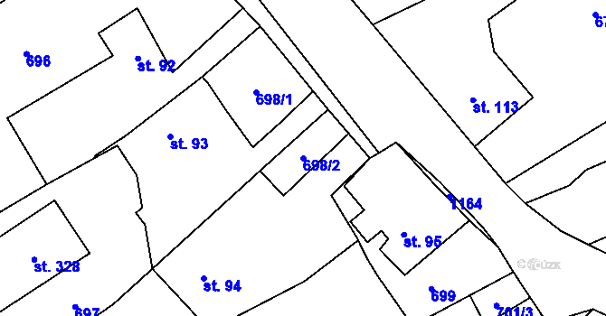 Parcela st. 698/2 v KÚ Felbabka, Katastrální mapa