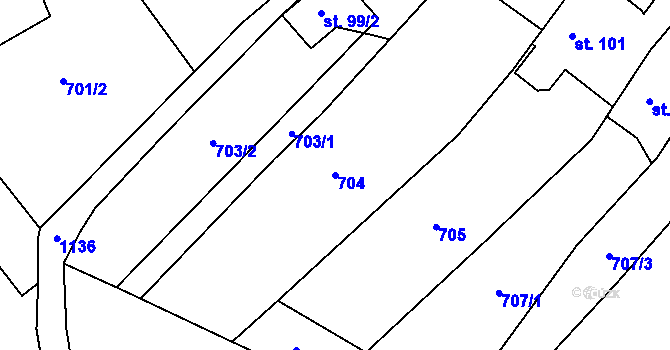 Parcela st. 704 v KÚ Felbabka, Katastrální mapa