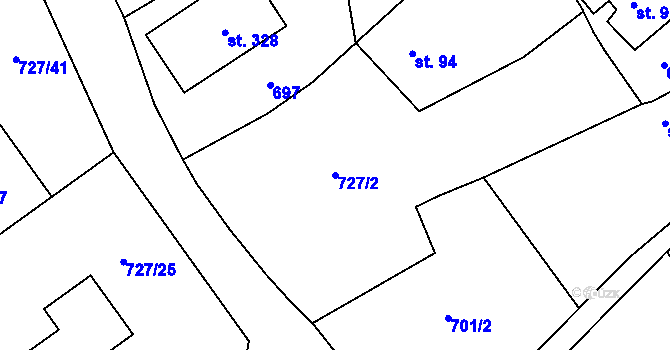 Parcela st. 727/2 v KÚ Felbabka, Katastrální mapa