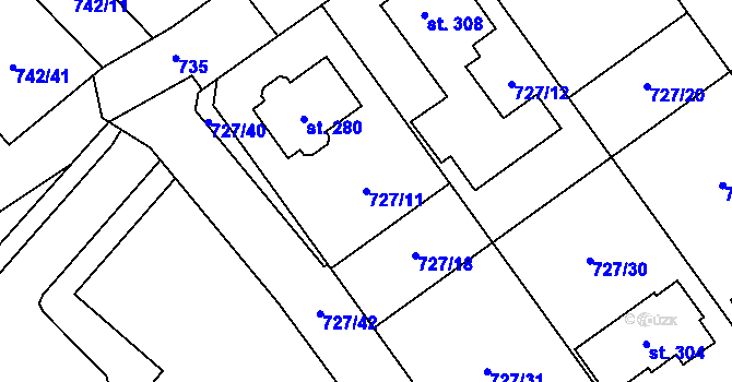 Parcela st. 727/11 v KÚ Felbabka, Katastrální mapa