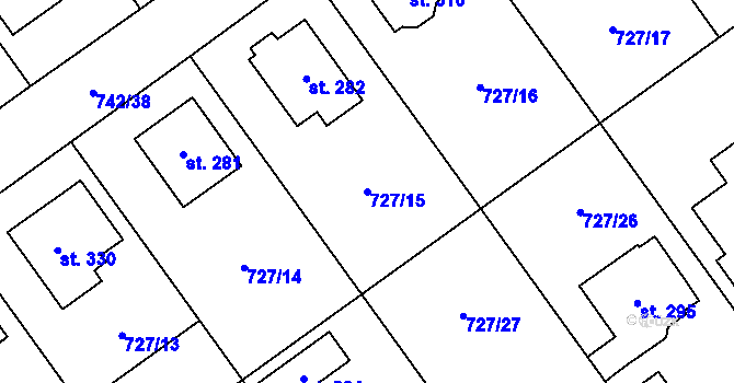 Parcela st. 727/15 v KÚ Felbabka, Katastrální mapa