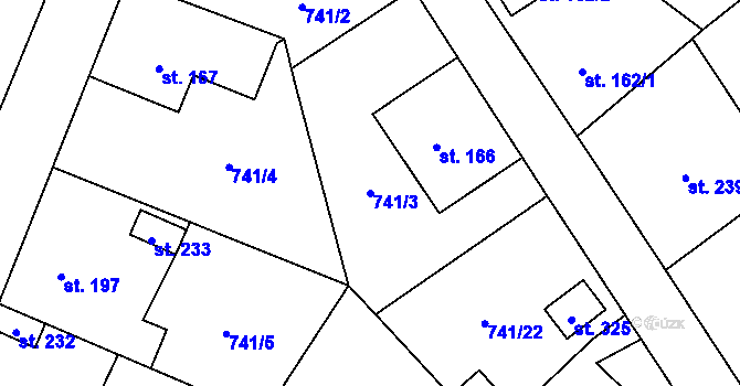 Parcela st. 741/3 v KÚ Felbabka, Katastrální mapa