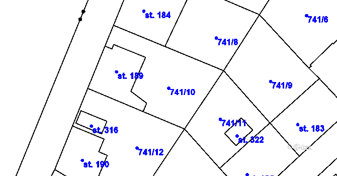 Parcela st. 741/10 v KÚ Felbabka, Katastrální mapa