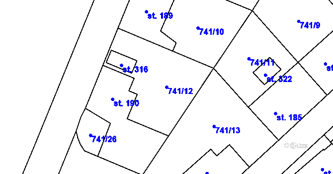 Parcela st. 741/12 v KÚ Felbabka, Katastrální mapa