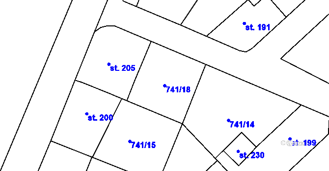 Parcela st. 741/18 v KÚ Felbabka, Katastrální mapa