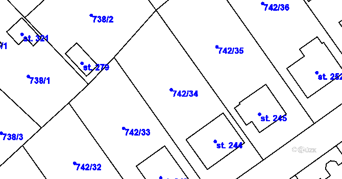 Parcela st. 742/34 v KÚ Felbabka, Katastrální mapa
