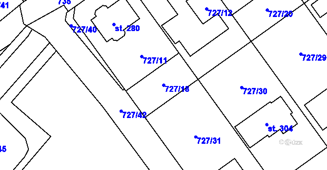Parcela st. 727/18 v KÚ Felbabka, Katastrální mapa