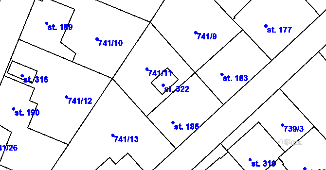 Parcela st. 322 v KÚ Felbabka, Katastrální mapa