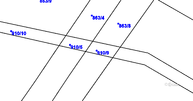 Parcela st. 910/9 v KÚ Filipov, Katastrální mapa
