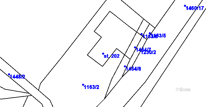 Parcela st. 202 v KÚ Filipov, Katastrální mapa