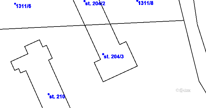 Parcela st. 204/3 v KÚ Filipov, Katastrální mapa