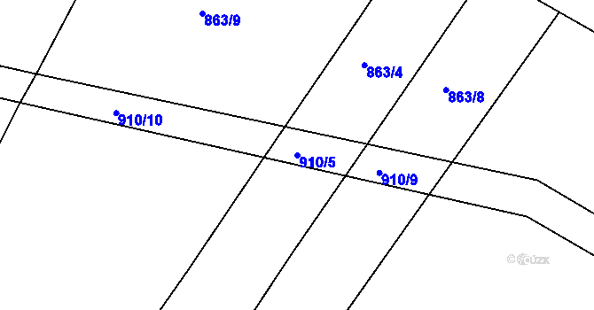 Parcela st. 910/5 v KÚ Filipov, Katastrální mapa