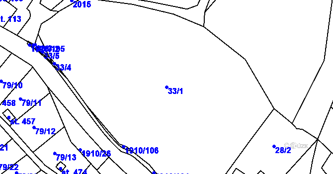 Parcela st. 33/1 v KÚ Fojtov, Katastrální mapa