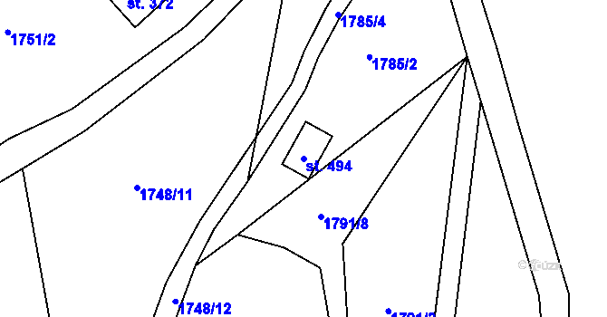 Parcela st. 494 v KÚ Fojtov, Katastrální mapa