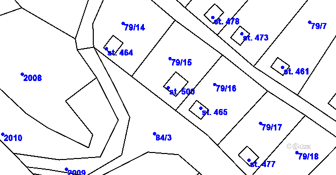 Parcela st. 500 v KÚ Fojtov, Katastrální mapa
