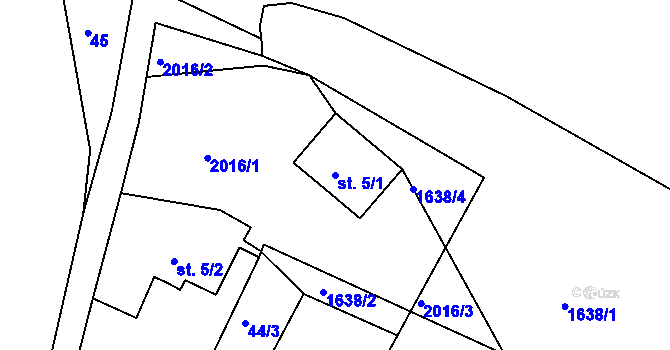 Parcela st. 5/1 v KÚ Fojtov, Katastrální mapa