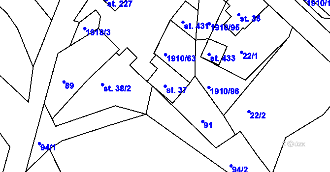 Parcela st. 37 v KÚ Fojtov, Katastrální mapa