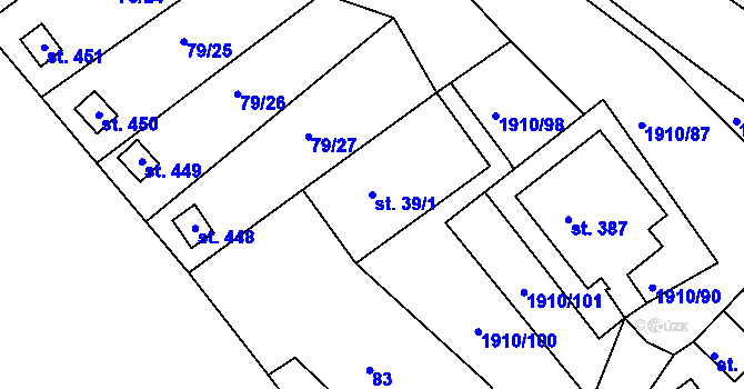 Parcela st. 39/1 v KÚ Fojtov, Katastrální mapa
