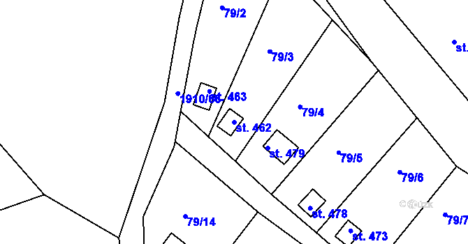 Parcela st. 462 v KÚ Fojtov, Katastrální mapa