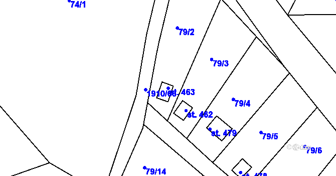 Parcela st. 463 v KÚ Fojtov, Katastrální mapa