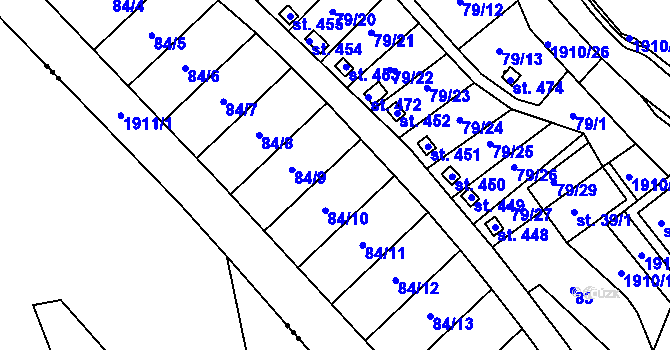 Parcela st. 84 v KÚ Fojtov, Katastrální mapa