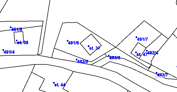 Parcela st. 37 v KÚ Lužec u Nejdku, Katastrální mapa