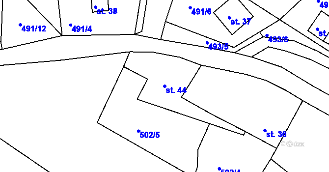 Parcela st. 44 v KÚ Lužec u Nejdku, Katastrální mapa
