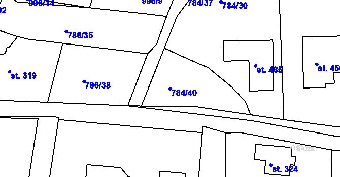 Parcela st. 784/40 v KÚ Smolné Pece, Katastrální mapa