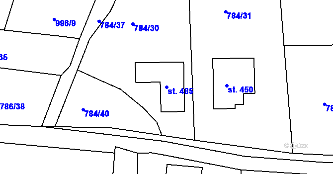 Parcela st. 485 v KÚ Smolné Pece, Katastrální mapa