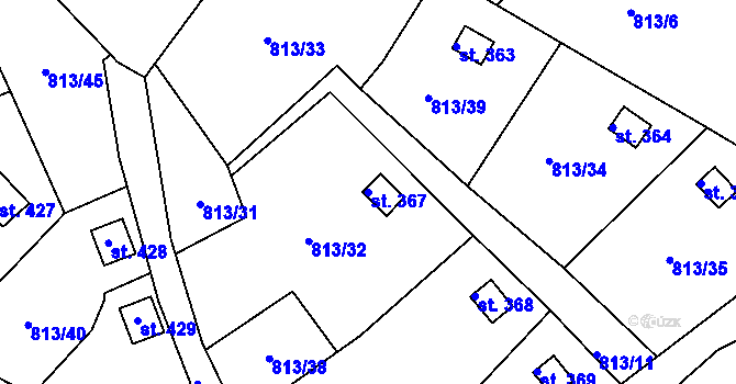 Parcela st. 367 v KÚ Smolné Pece, Katastrální mapa