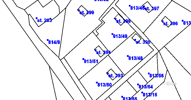 Parcela st. 394 v KÚ Smolné Pece, Katastrální mapa