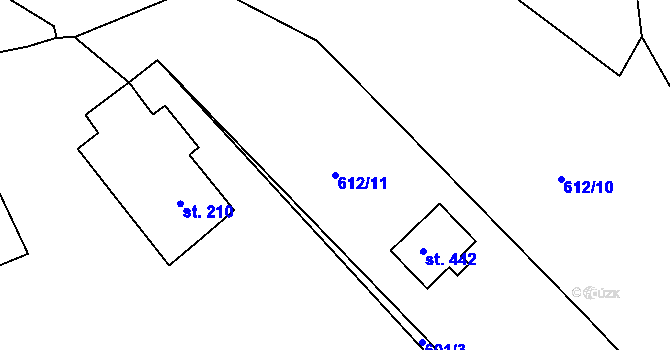 Parcela st. 612/11 v KÚ Smolné Pece, Katastrální mapa
