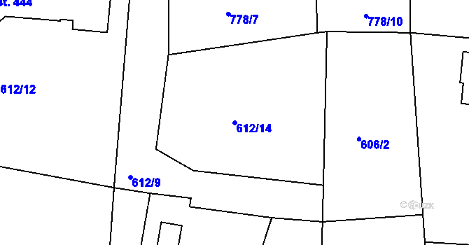 Parcela st. 612/14 v KÚ Smolné Pece, Katastrální mapa