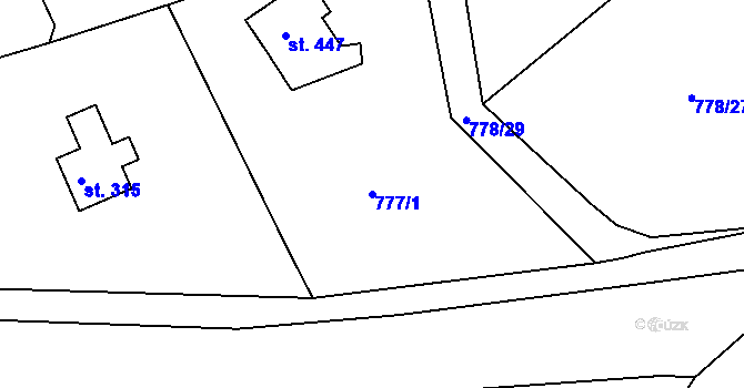 Parcela st. 777/1 v KÚ Smolné Pece, Katastrální mapa