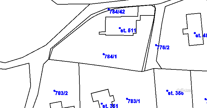 Parcela st. 784/1 v KÚ Smolné Pece, Katastrální mapa