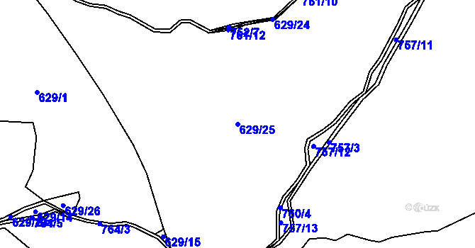Parcela st. 629/25 v KÚ Vysoká Štola, Katastrální mapa