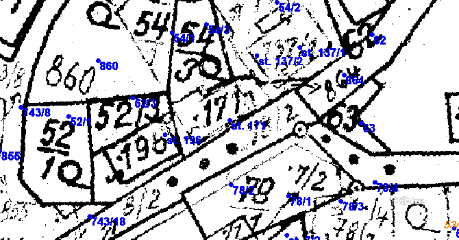 Parcela st. 171 v KÚ Dolní Folmava, Katastrální mapa