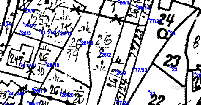 Parcela st. 26/2 v KÚ Dolní Folmava, Katastrální mapa