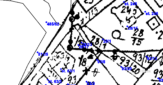 Parcela st. 28/13 v KÚ Dolní Folmava, Katastrální mapa