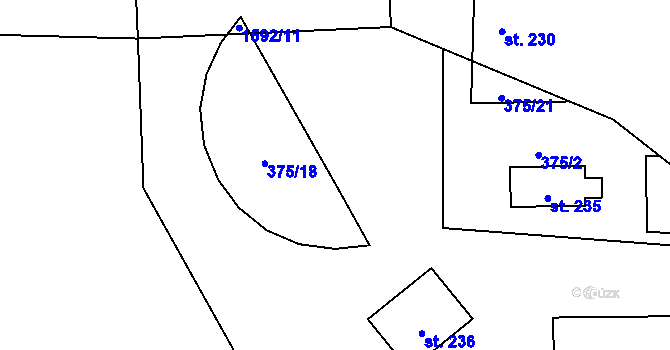 Parcela st. 375/17 v KÚ Dolní Folmava, Katastrální mapa
